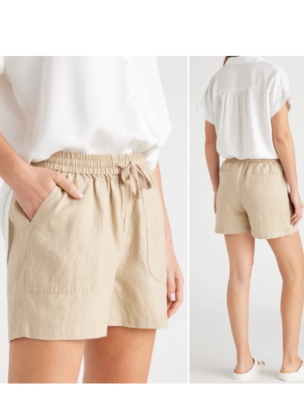 Quince 100% European Linen Drawstring Beach Short medium - Picture 2 of 2